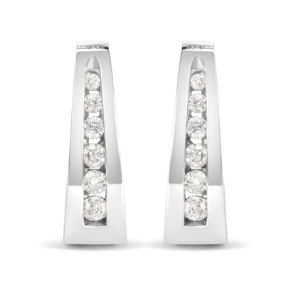 Pair of 14K white gold channel-set diamond hoop earrings, 1/4 cttw, H-I color I1-I2, Bids.com on Tampa Home & Garden Store