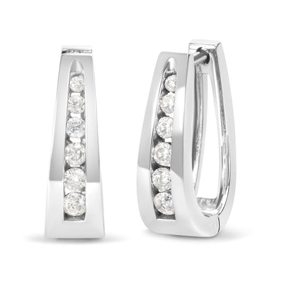 Bids.com 14K white gold diamond channel-set hoop earrings, H-I color, I1-I2 clarity on Tampa Home & Garden Store