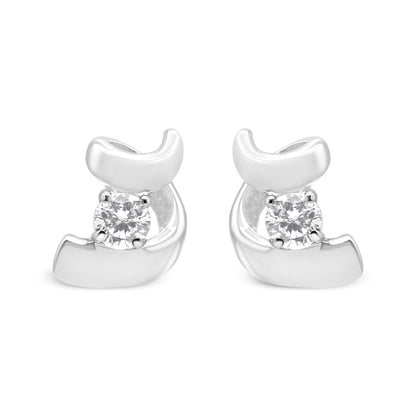 Pair of 10K white gold swirl diamond stud earrings with 1/10 cttw round brilliant-cut diamonds I-J color I1-I2 clarity push-back on Tampa Home & Garden Store