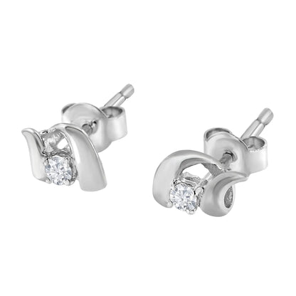 10K white gold diamond stud earrings with swirl setting, 1/10 ct tw, I-J color, I1-I2 on Tampa Home & Garden Store