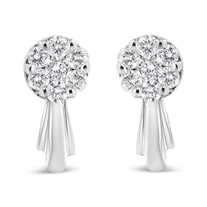 Pair of 14K white gold diamond floral cluster drop earrings with sparkling stones on Tampa Home & Garden Store