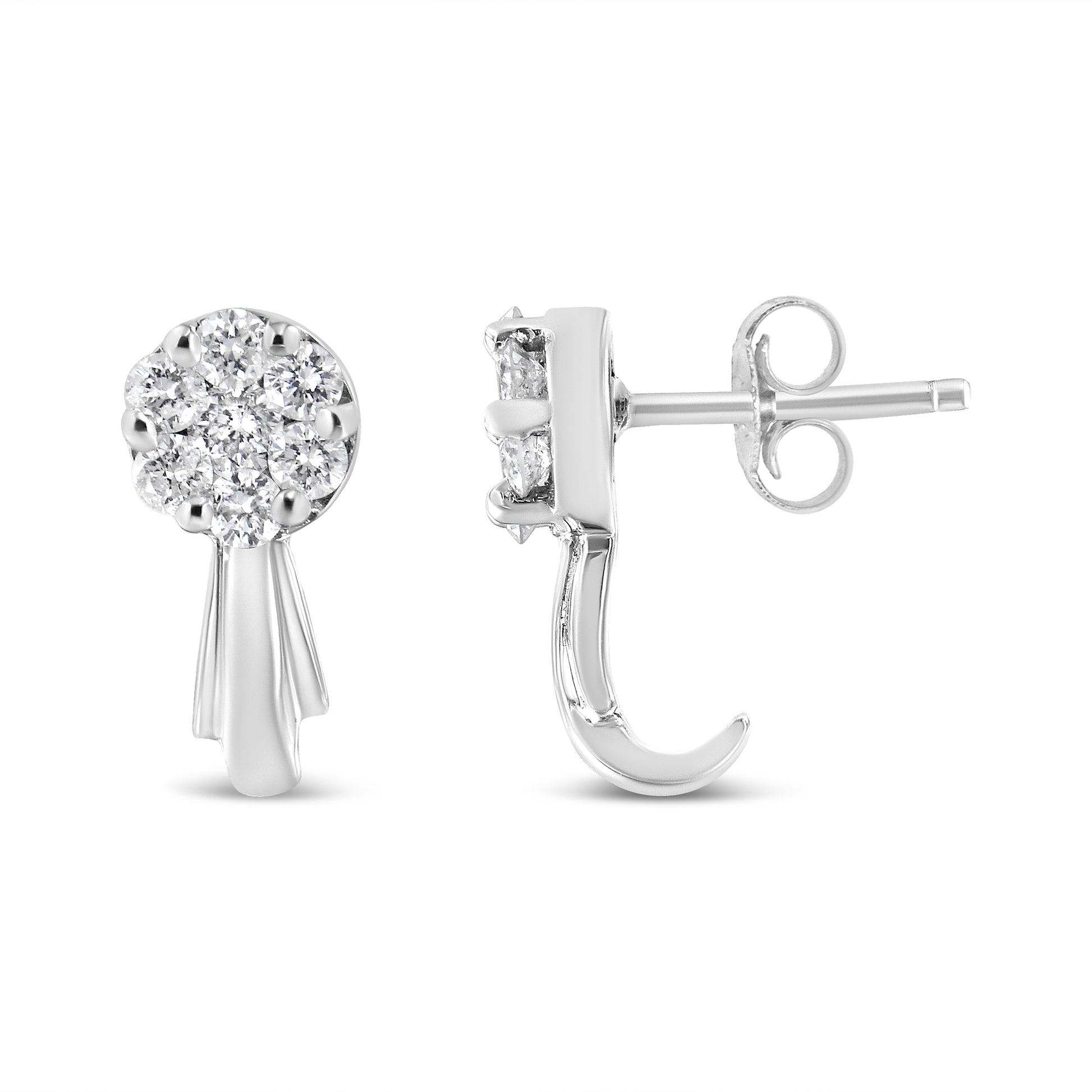 14K white gold diamond floral cluster stud earrings by Bids.com on Tampa Home & Garden Store