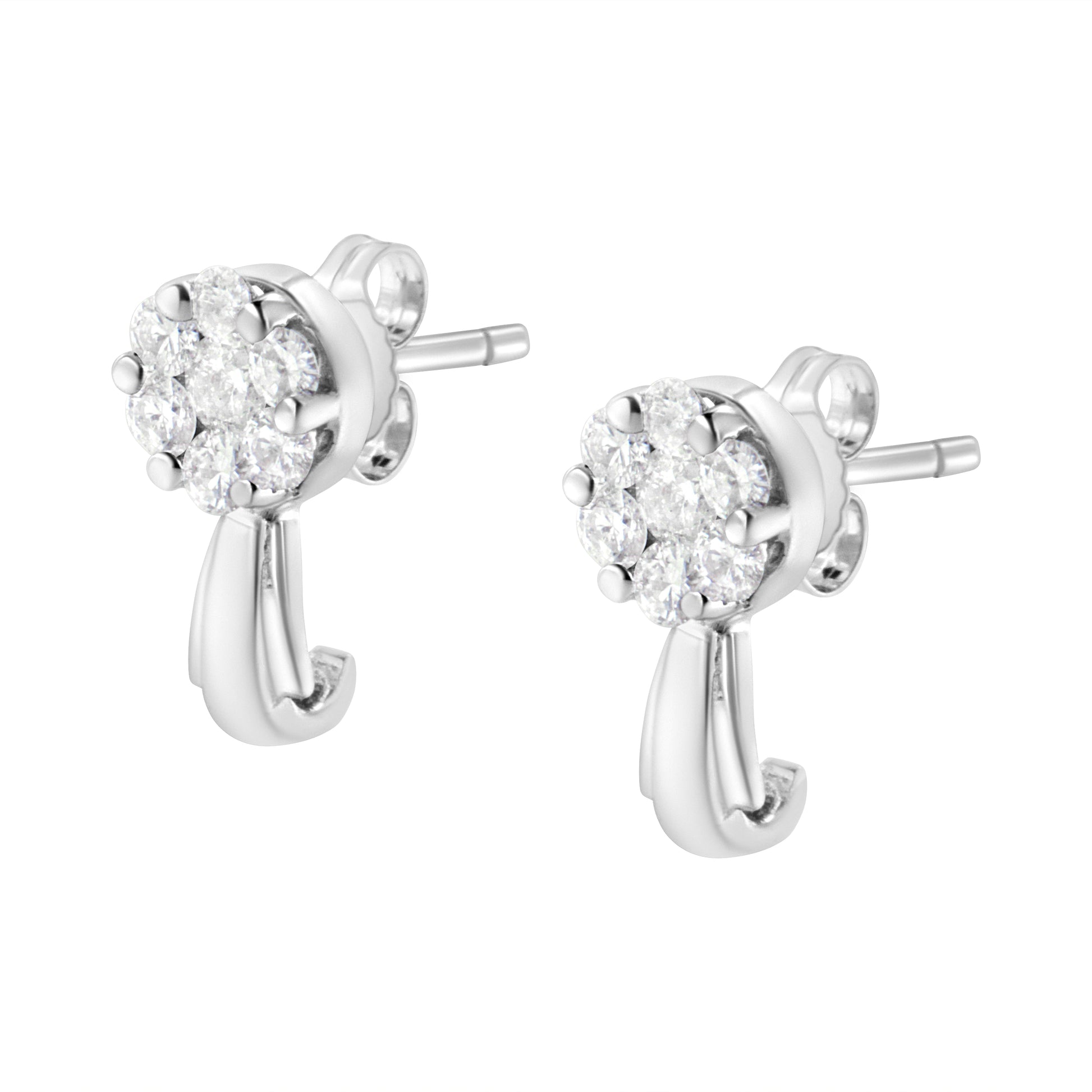 14K white gold diamond floral cluster drop earrings, 3/4 cttw, H-I color, I1-I2 clarity on Tampa Home & Garden Store