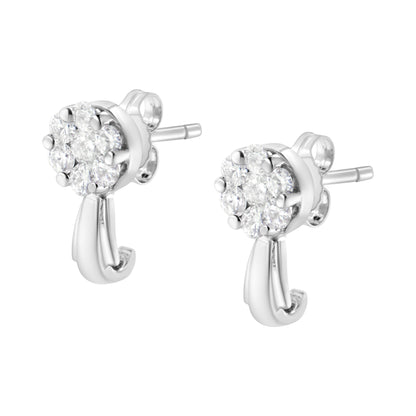 14K white gold diamond floral cluster drop earrings, 3/4 cttw, H-I color, I1-I2 clarity on Tampa Home & Garden Store