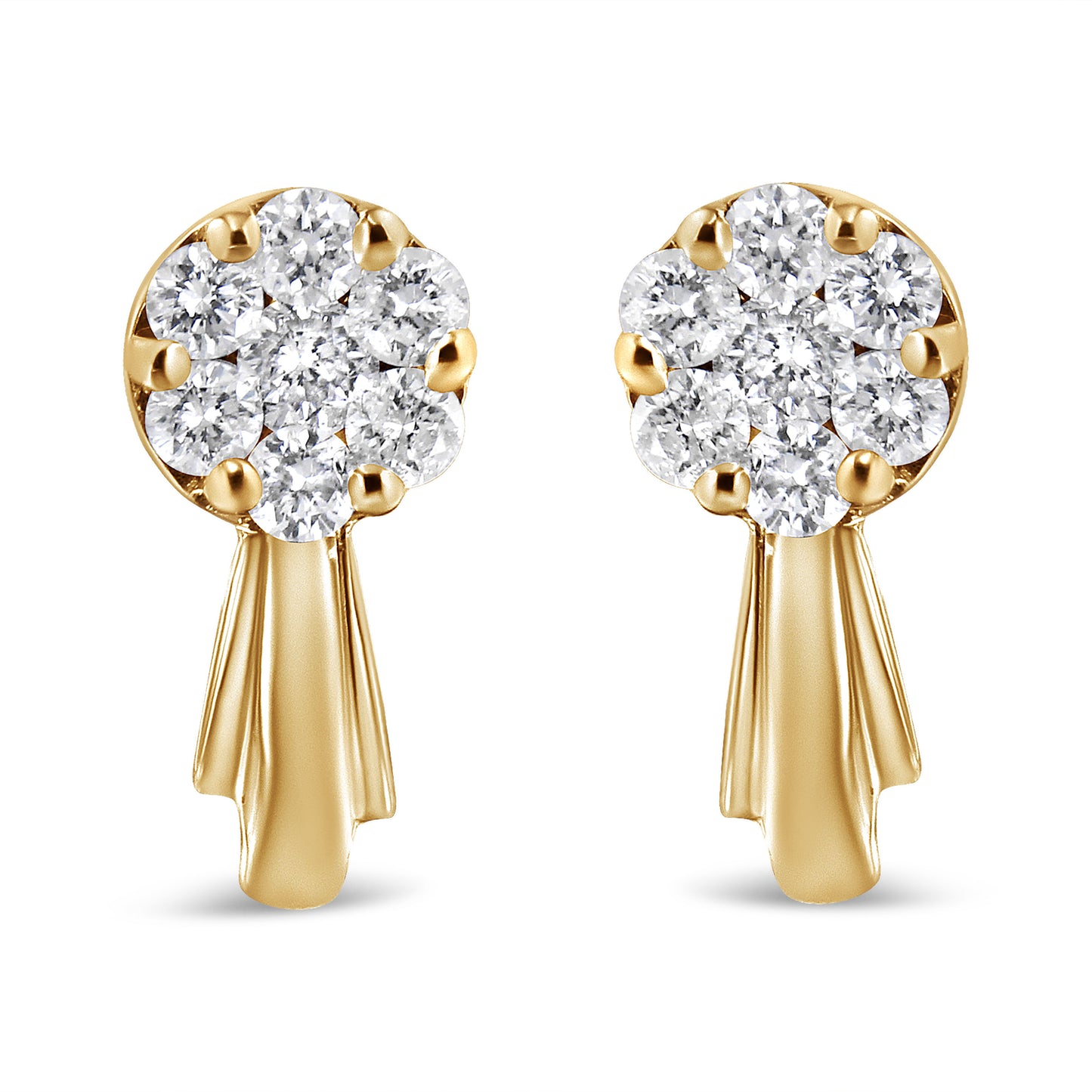 Pair of gold-tone floral diamond cluster drop earrings with tassel dangles on Tampa Home & Garden Store