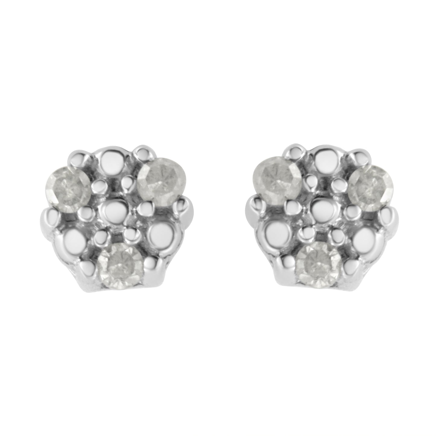 Pair of .925 sterling silver prong-set round-cut diamond stud earrings, 1/10 cttw on Tampa Home & Garden Store