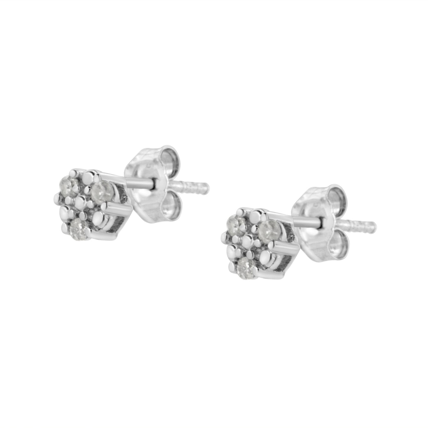 Diamond stud earrings pair .925 sterling silver 1/10 cttw trio diamonds prong-set Bids.com on Tampa Home & Garden Store