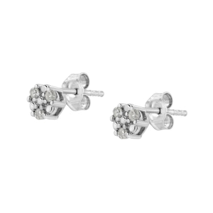 Diamond stud earrings pair .925 sterling silver 1/10 cttw trio diamonds prong-set Bids.com on Tampa Home & Garden Store
