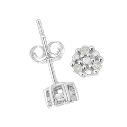 .925 Sterling Silver 1/10 cttw prong-set round-cut trio diamond stud earrings I-J I3 on Tampa Home & Garden Store