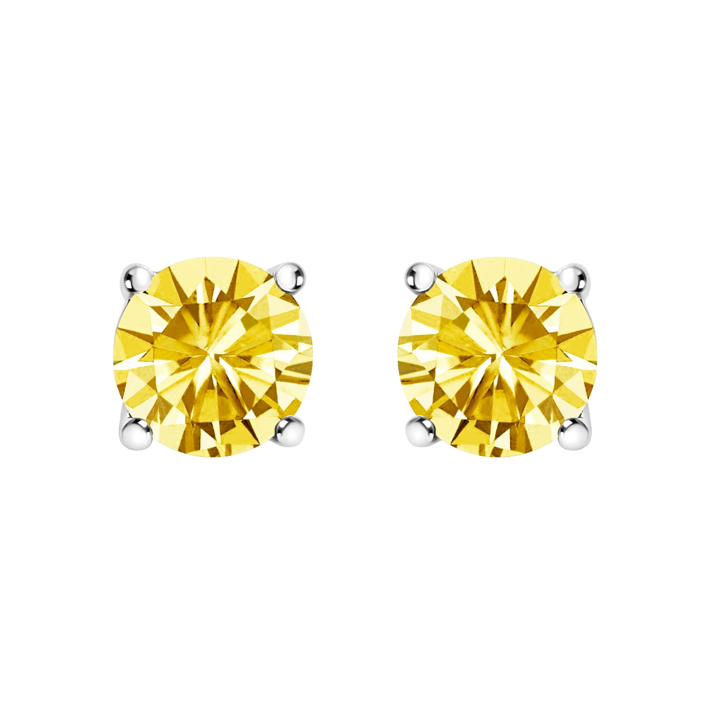 14K White Gold Lab Grown Yellow Diamond Solitaire Stud Earrings, 1.0 Cttw, VS2-SI1, Bids.com on Tampa Home & Garden Store