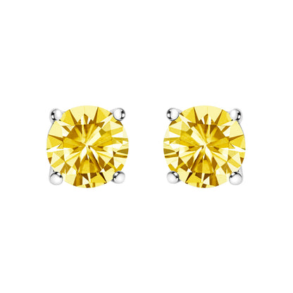 14K White Gold Lab Grown Yellow Diamond Solitaire Stud Earrings, 1.0 Cttw, VS2-SI1, Bids.com on Tampa Home & Garden Store