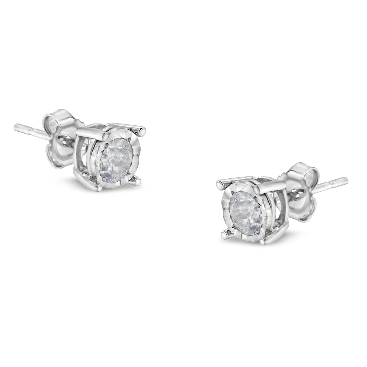 Three sterling silver diamond stud earrings with Miracle-Set by Bids.com on Tampa Home & Garden Store