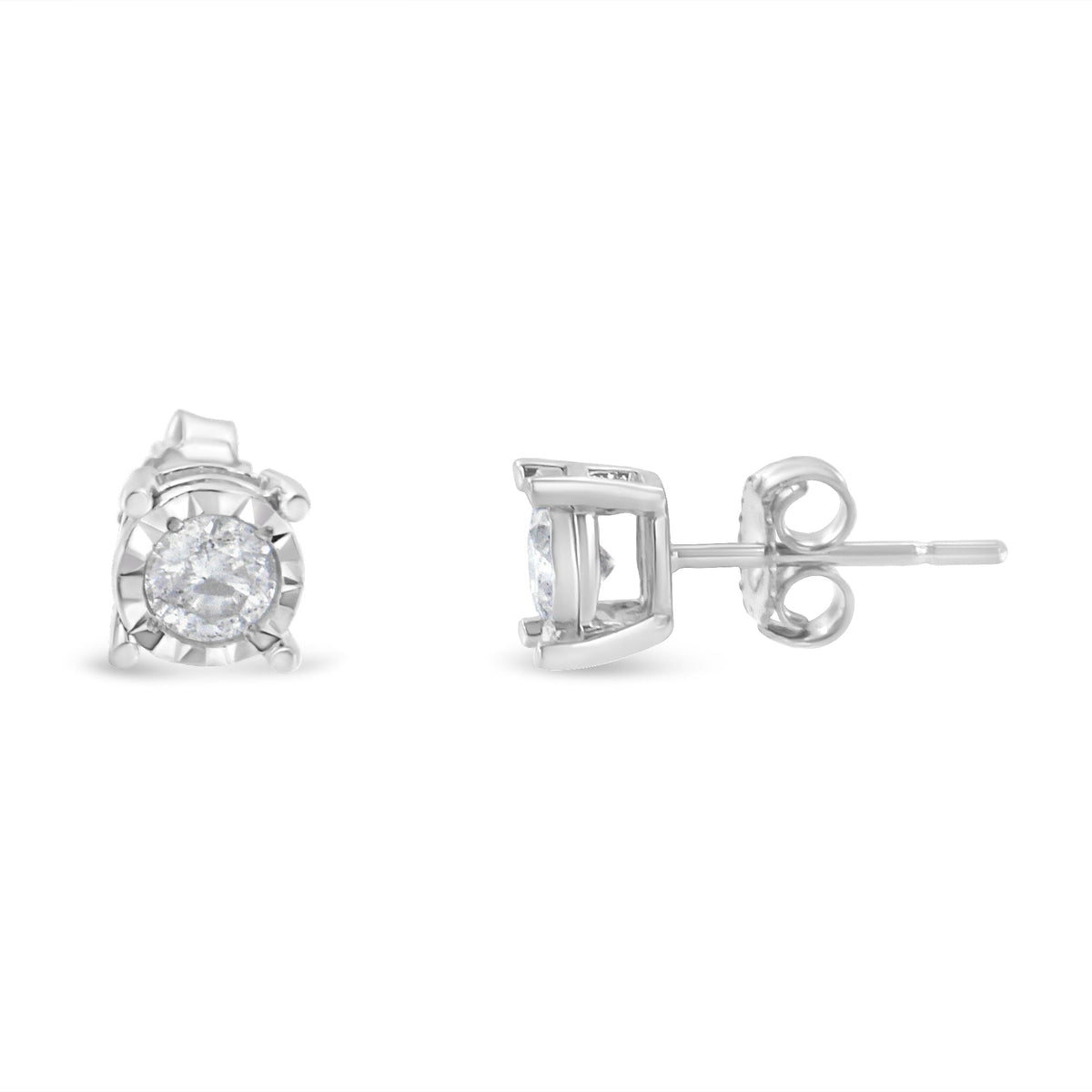 Bids.com .925 silver Miracle-Set diamond stud earrings, 1/2 Cttw, H-I color I2-I3 clarity on Tampa Home & Garden Store