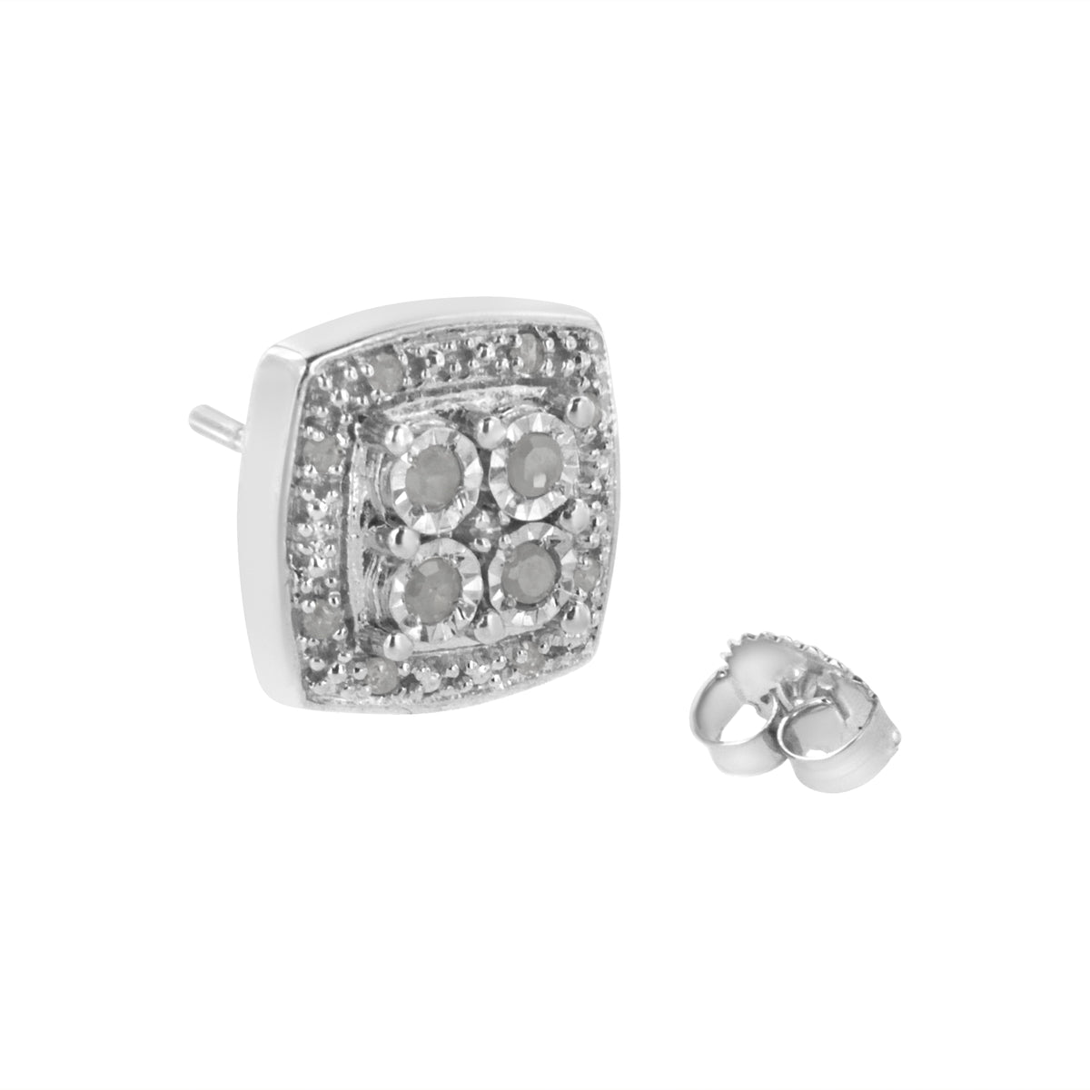 Diamond square stud earrings in .925 sterling silver, I-J color, I3 clarity, 1/4 cttw by Bids.com on Tampa Home & Garden Store