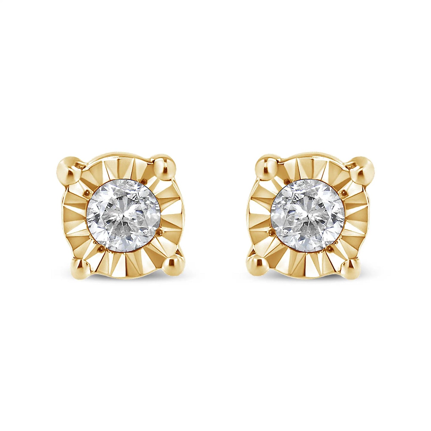 10K yellow gold plated sterling silver stud earrings pair with 1/10 cttw diamonds Miracle-Set on Tampa Home & Garden Store