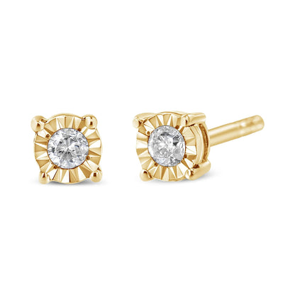 Gold-plated stud earrings with 1/10 Cttw diamond in floral bezel setting by Bids.com on Tampa Home & Garden Store