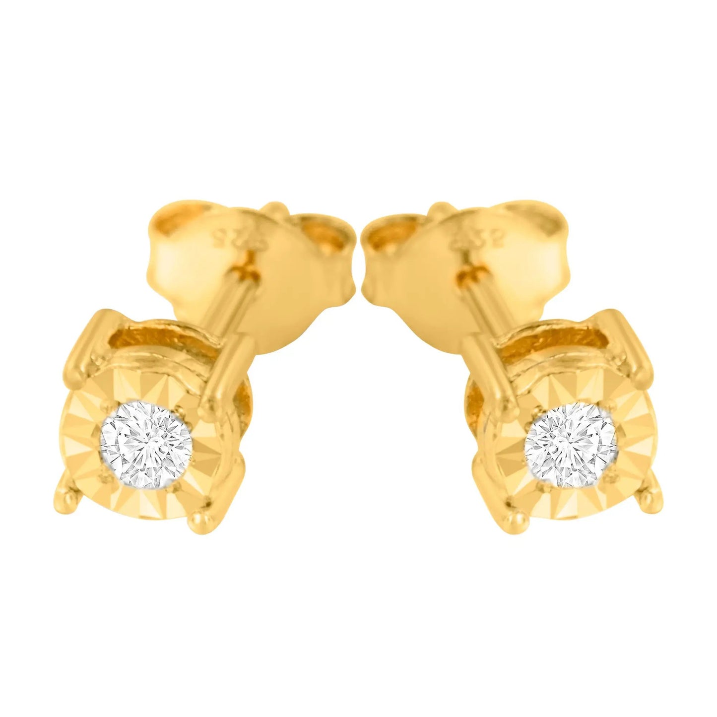 Pair of diamond stud earrings in gold-plated sterling silver with 1/10 Cttw round brilliants on Tampa Home & Garden Store