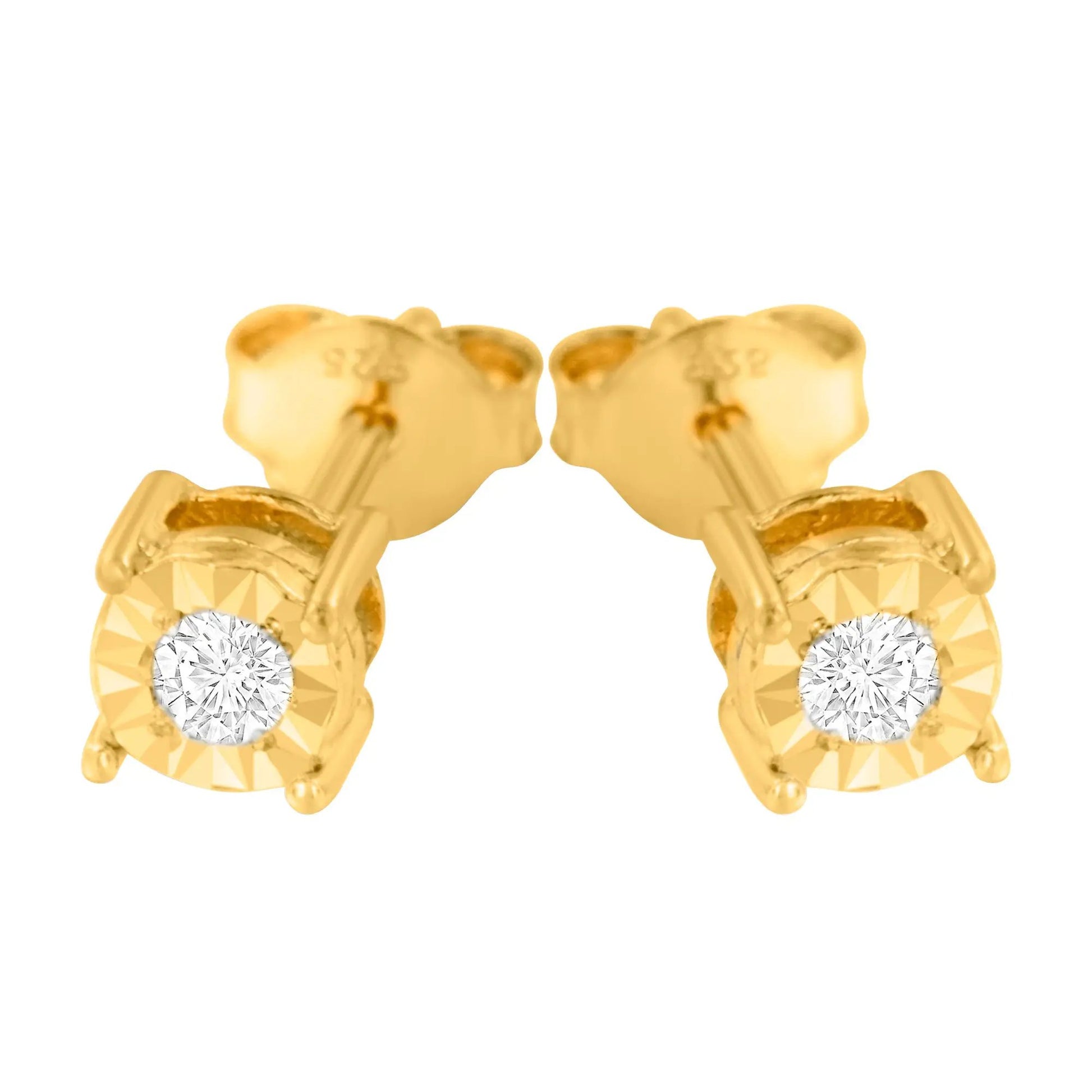 Pair of diamond stud earrings in gold-plated sterling silver with 1/10 Cttw round brilliants on Tampa Home & Garden Store