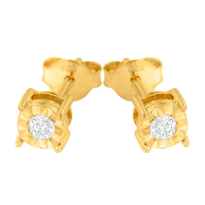 Pair of diamond stud earrings in gold-plated sterling silver with 1/10 Cttw round brilliants on Tampa Home & Garden Store