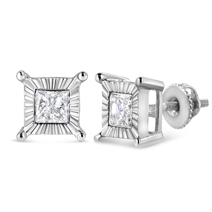 Sterling silver princess-cut diamond stud earrings by Bids.com, 1.0 cttw Miracle Set H-I I2-I3 on Tampa Home & Garden Store