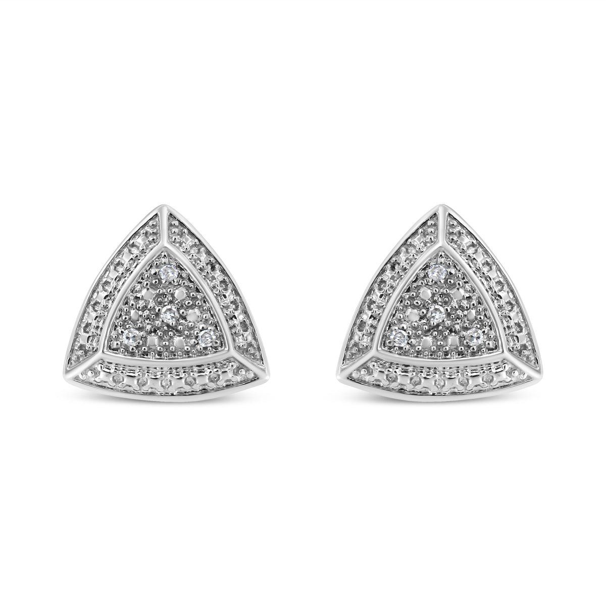 Pair of .925 sterling silver diamond-accented trillion-shaped halo stud earrings by Bids.com on Tampa Home & Garden Store