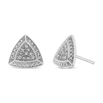 Sterling silver trillion-shaped halo stud earrings by Bids.com, diamond-accented pair on Tampa Home & Garden Store
