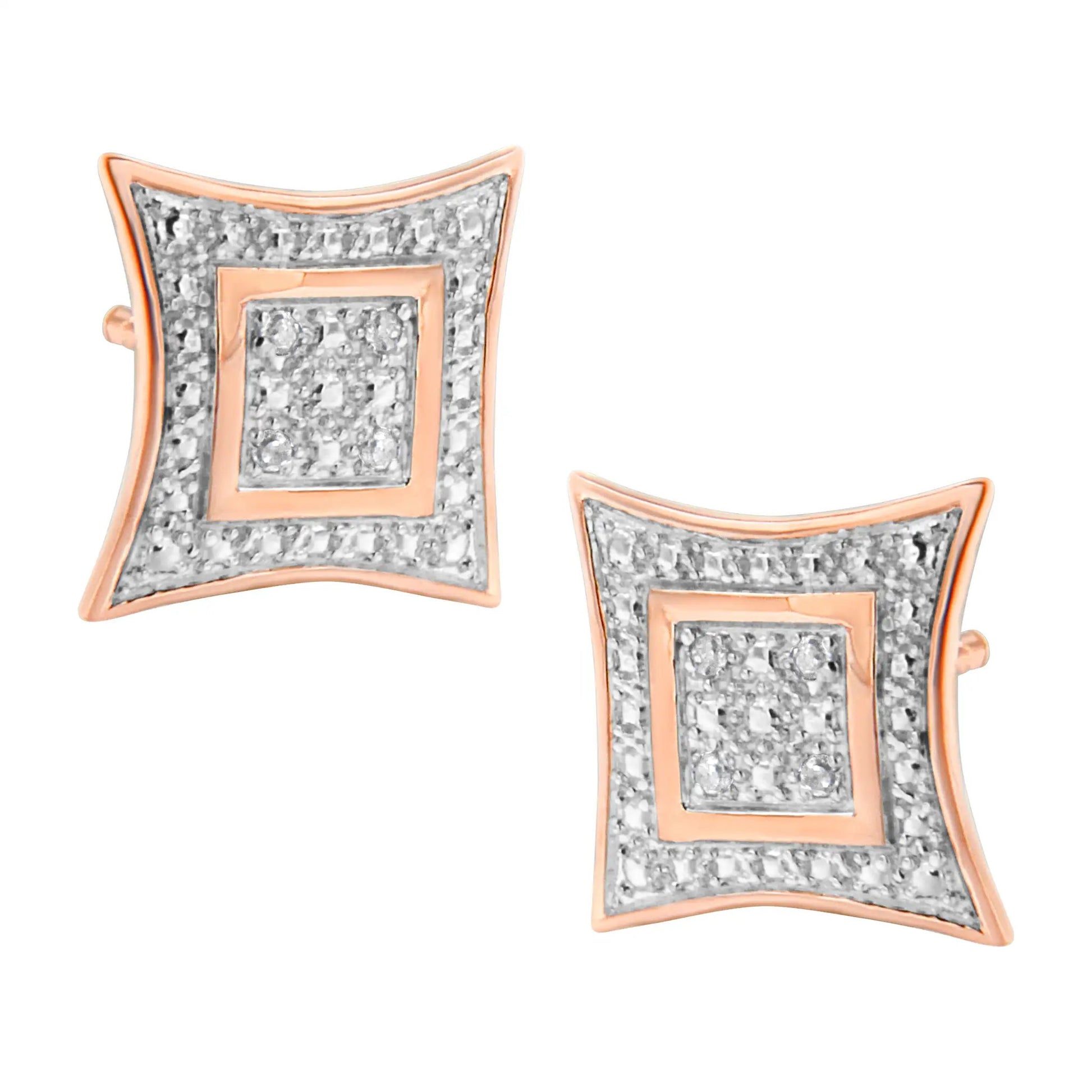 Earrings pair rose gold plated .925 ss four-point star halo studs with diamonds Bids.com on Tampa Home & Garden Store