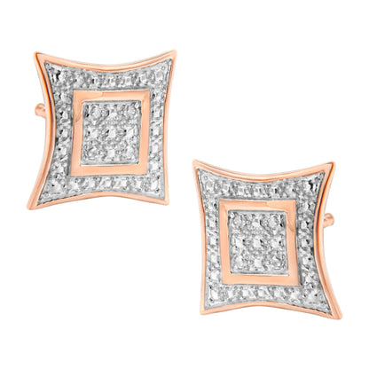 Earrings pair rose gold plated .925 ss four-point star halo studs with diamonds Bids.com on Tampa Home & Garden Store