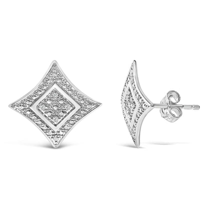 Earrings sterling silver four-point star diamond-accented halo stud pair by Bids.com on Tampa Home & Garden Store