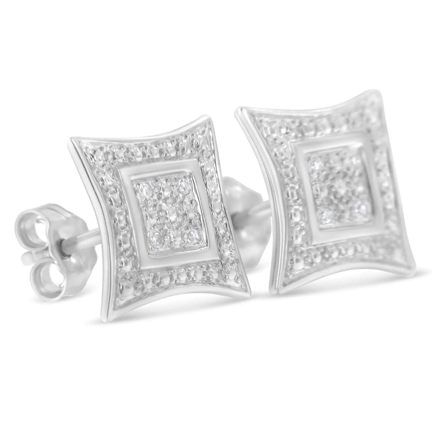 Sterling silver diamond-accented 4-stone four-point star halo-style stud earrings by Bids.com on Tampa Home & Garden Store