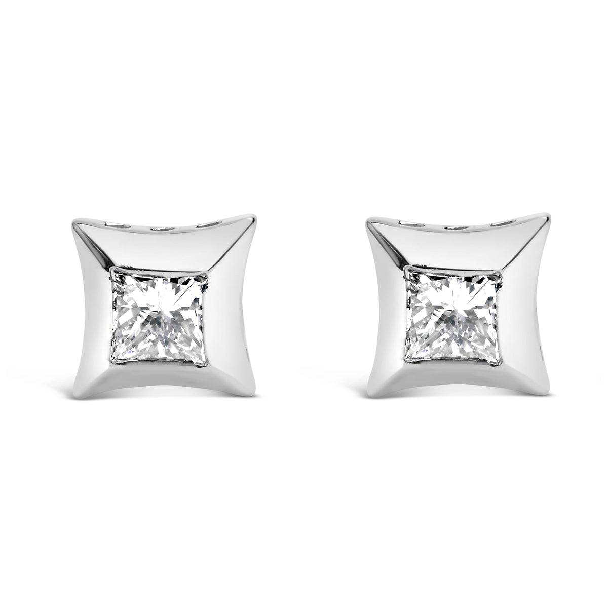 Princess-cut diamond stud earrings in 10K white gold, 1/2 cttw, H-I color SI2-I1, Bids.com pair on Tampa Home & Garden Store