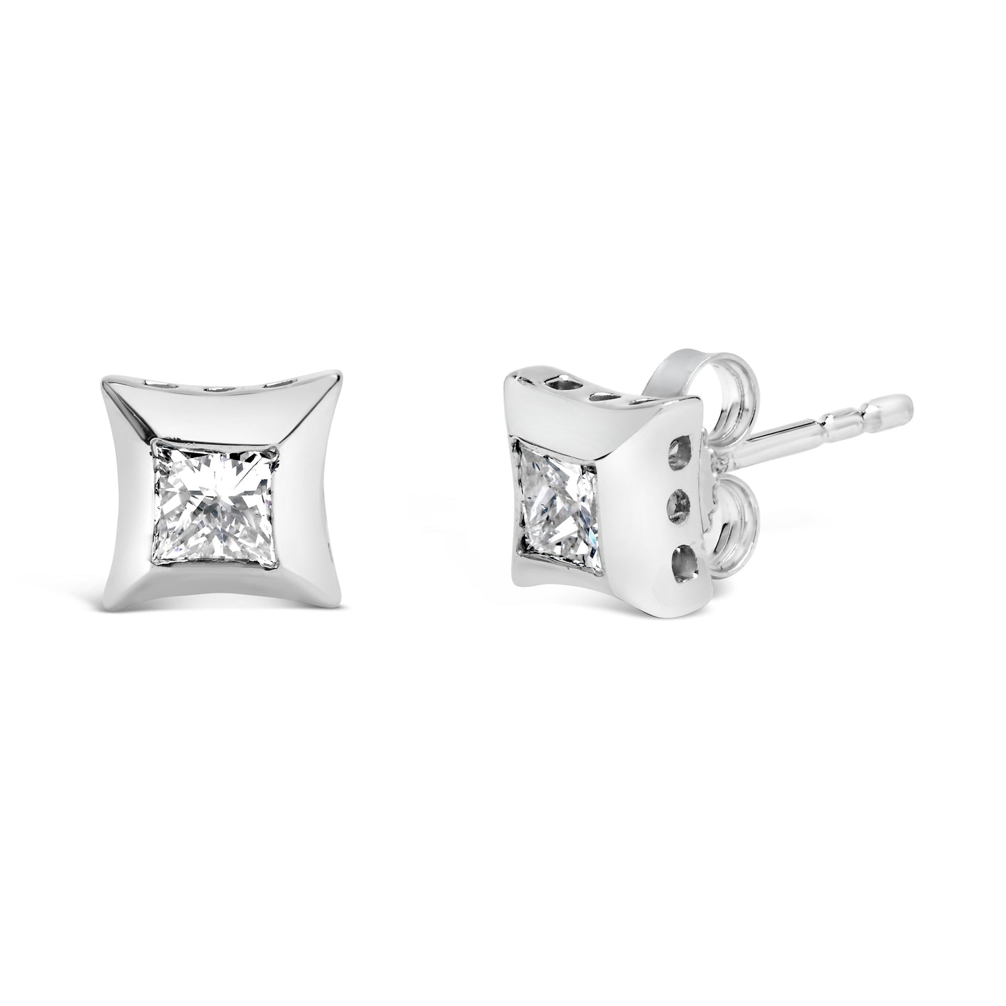 Earrings 10K white gold 1/2 cttw princess-cut diamond stud pair H-I SI2-I1 Bids.com on Tampa Home & Garden Store