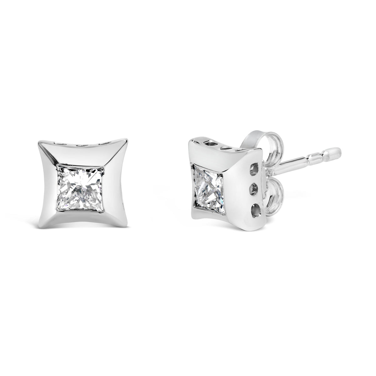 Earrings 10K white gold 1/2 cttw princess-cut diamond stud pair H-I SI2-I1 Bids.com on Tampa Home & Garden Store