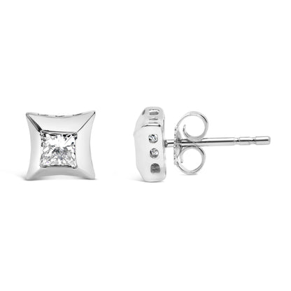 Earrings 10K white gold invisible-set princess-cut diamond stud 1/2 ct tw H-I SI2-I1 Bids.com on Tampa Home & Garden Store