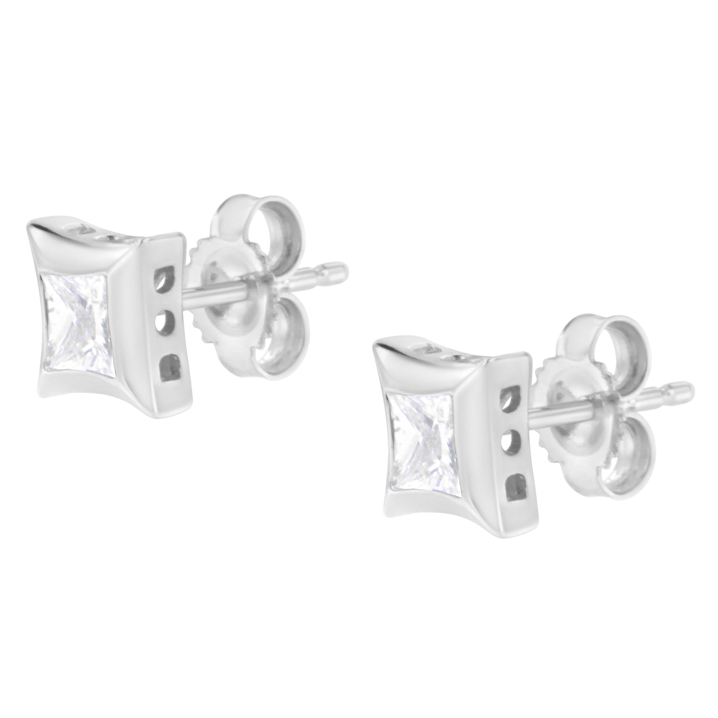 10K white gold princess-cut diamond stud earrings, 1/2 cttw, H-I SI2-I1 by Bids.com on Tampa Home & Garden Store