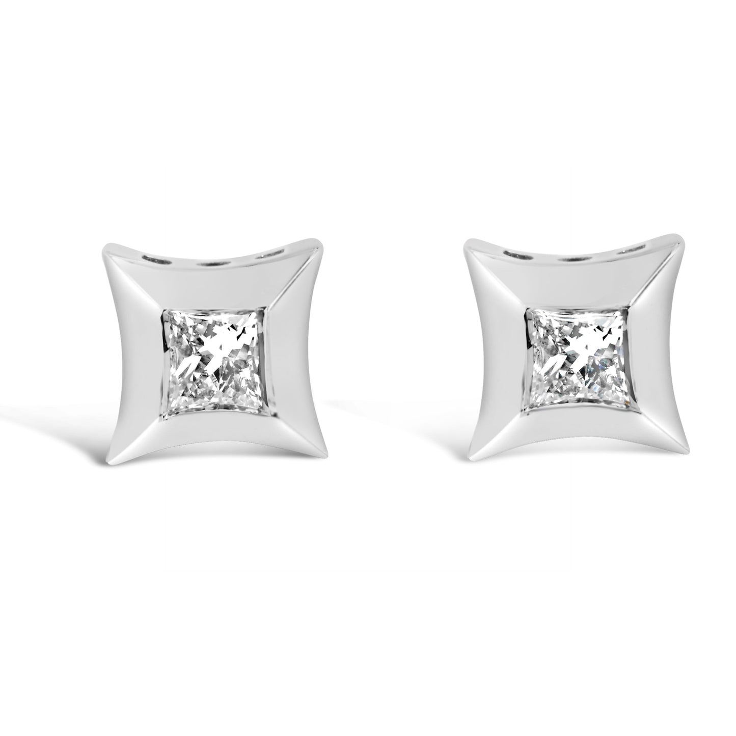 10K white gold princess-cut diamond stud earrings pair, invisible set, H-I SI2-I1, Bids.com on Tampa Home & Garden Store