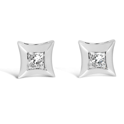 10K white gold princess-cut diamond stud earrings pair, invisible set, H-I SI2-I1, Bids.com on Tampa Home & Garden Store
