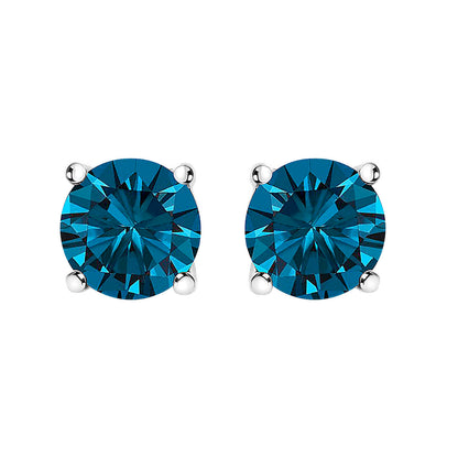 14K white gold blue lab-grown diamond stud earrings pair with screw backs on Tampa Home & Garden Store