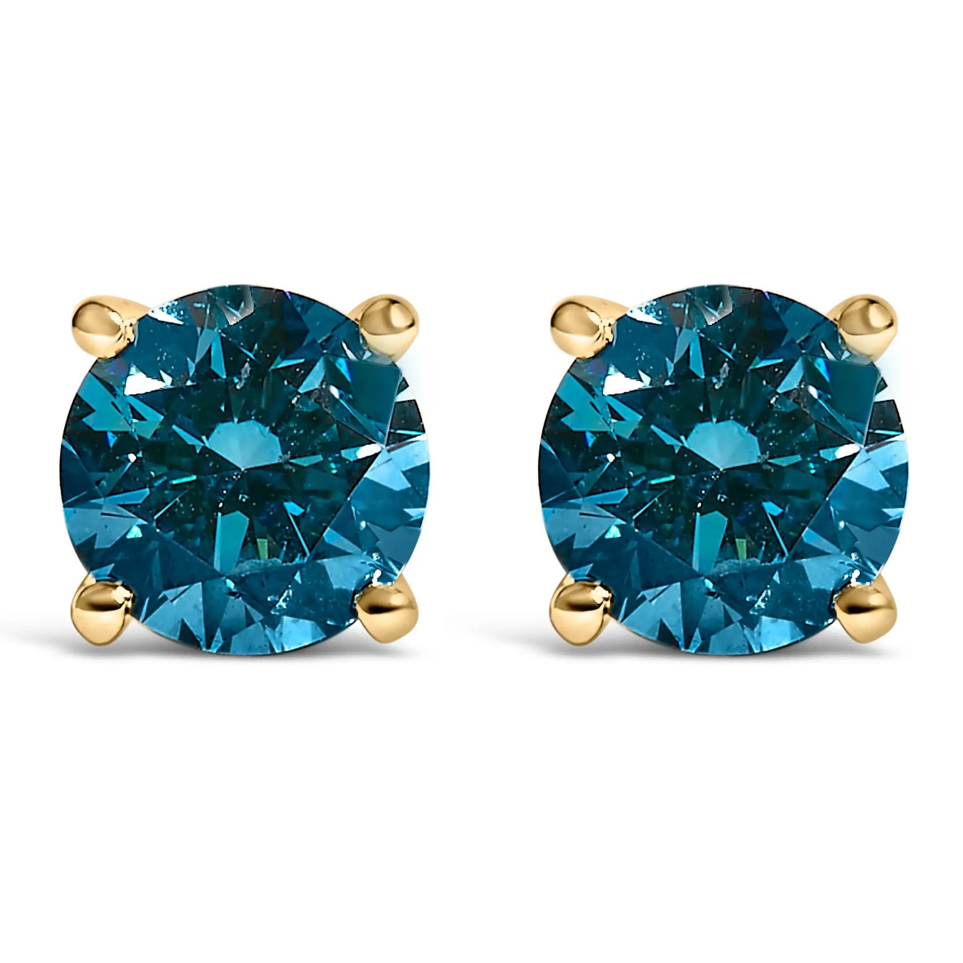 Earrings 14K white gold blue lab-grown diamond studs with screw backs pair on Tampa Home & Garden Store