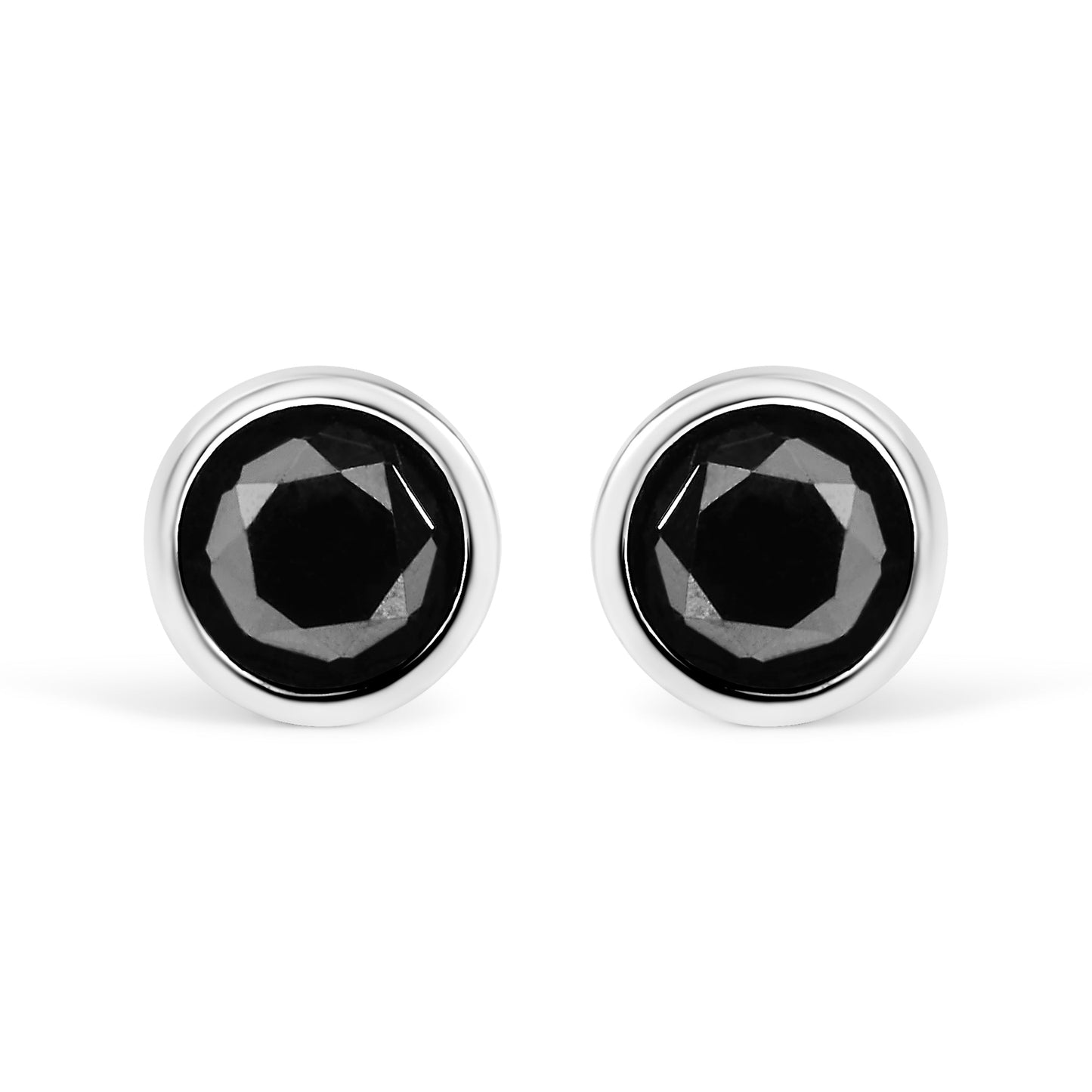 Bezel-set black diamond stud earrings in .925 sterling silver, 4.00 cttw, screw-back pair on Tampa Home & Garden Store