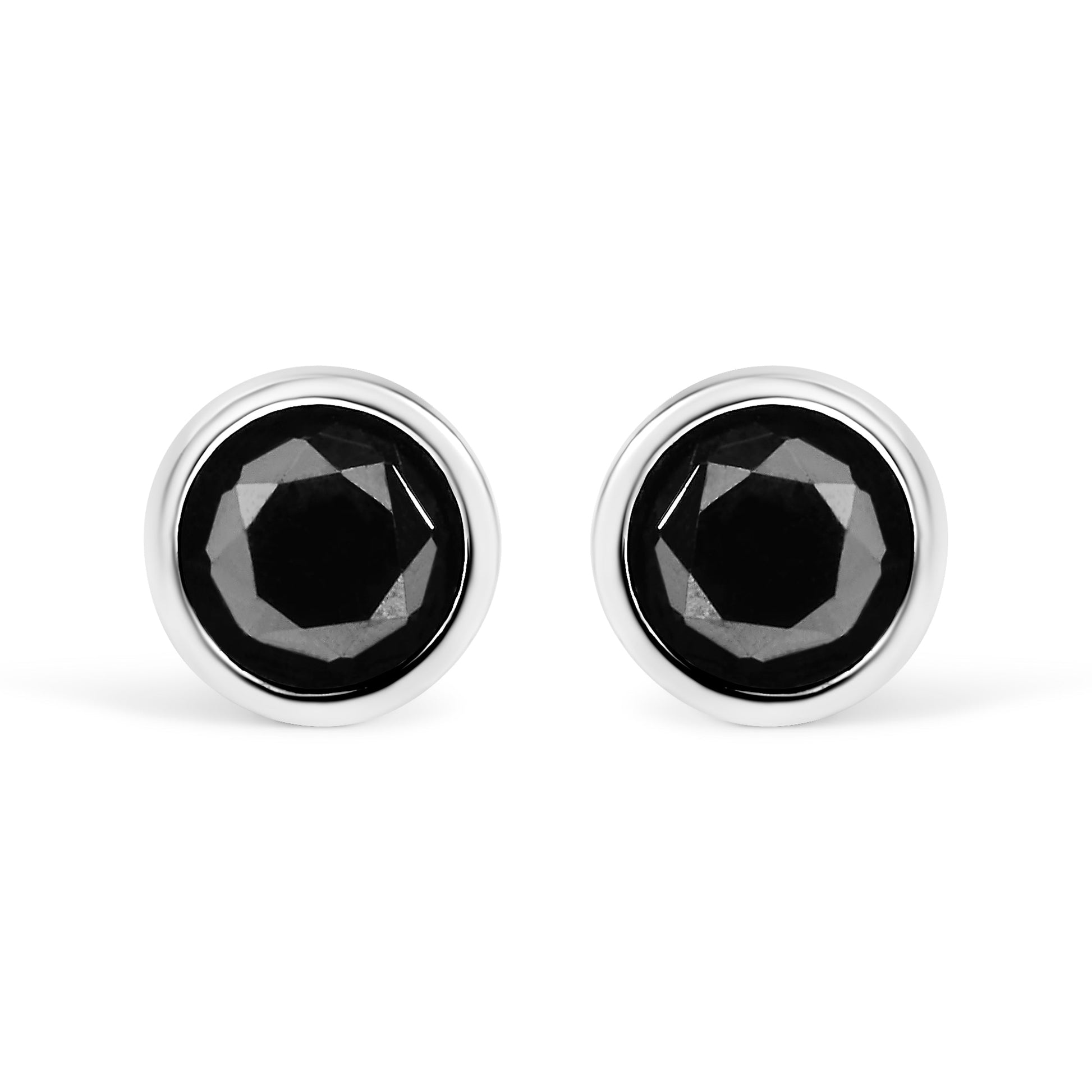 Bezel-set black diamond stud earrings in .925 sterling silver, 4.00 cttw, screw-back pair on Tampa Home & Garden Store