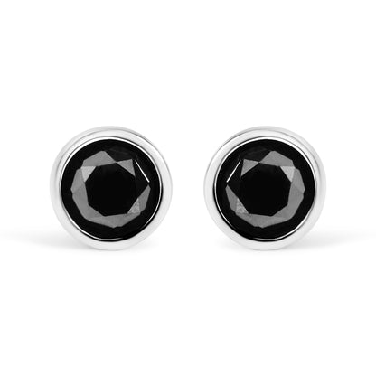 Bezel-set black diamond stud earrings in .925 sterling silver, 4.00 cttw, screw-back pair on Tampa Home & Garden Store