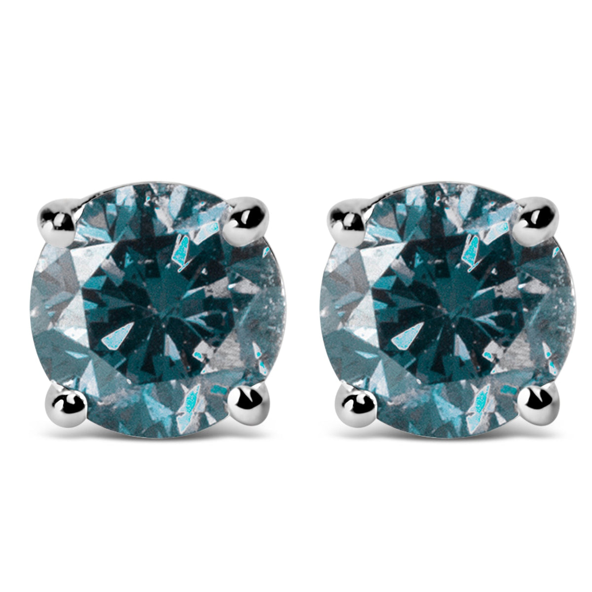 Earrings 14K white gold blue lab-grown diamond studs, 1/2 Cttw, 4-prong solitaire Bids.com on Tampa Home & Garden Store