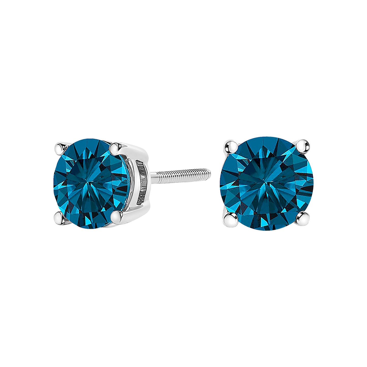 Earrings: blue lab-grown diamond studs in 14K white gold, 1.00 ct tw, screw backs pair on Tampa Home & Garden Store