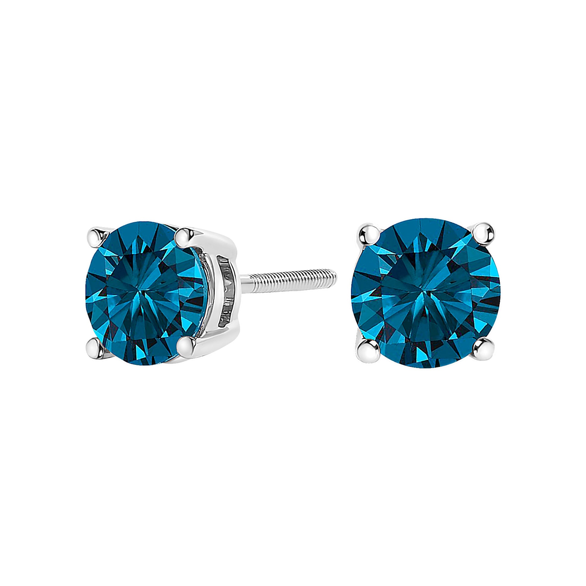 Earrings: blue lab-grown diamond studs in 14K white gold, 1.00 ct tw, screw backs pair on Tampa Home & Garden Store