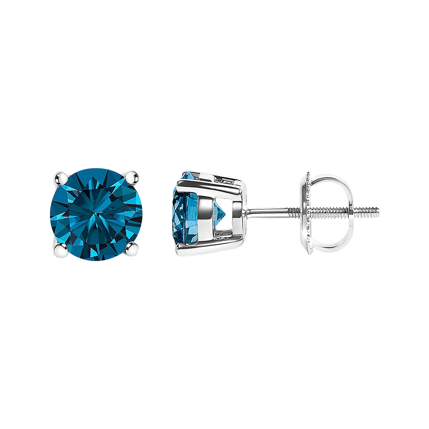 Earrings 14K white gold blue lab-grown diamond stud, 1.00 Cttw, screw backs, 3pc display on Tampa Home & Garden Store