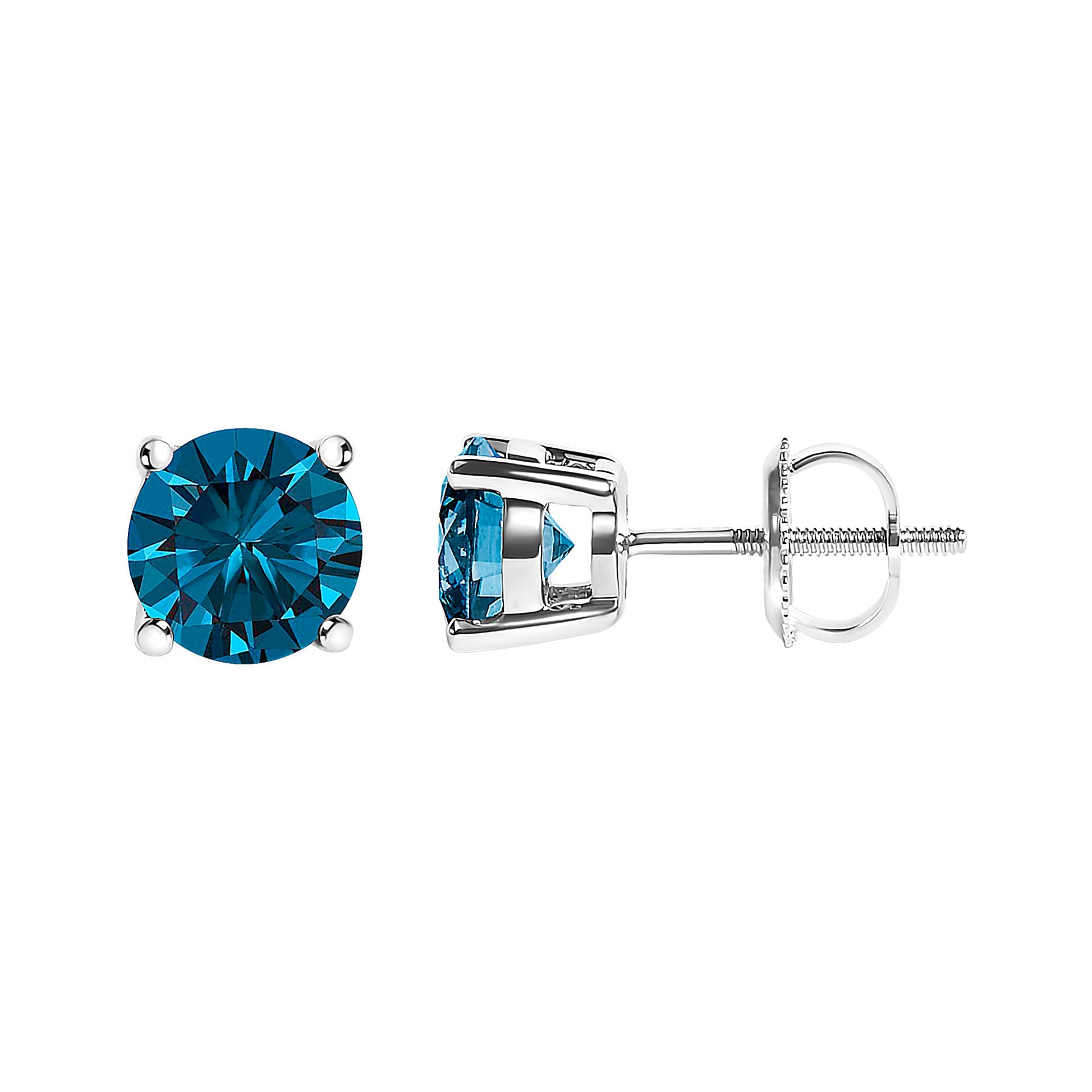 Earrings 14K white gold blue lab-grown diamond stud, 1.00 Cttw, screw backs, 3pc display on Tampa Home & Garden Store
