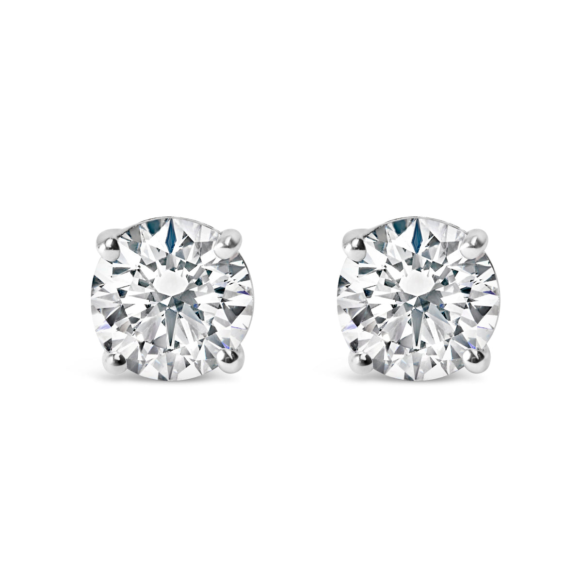 Sterling silver 1.0 cttw lab-grown diamond stud earrings, 4-prong solitaire on Tampa Home & Garden Store