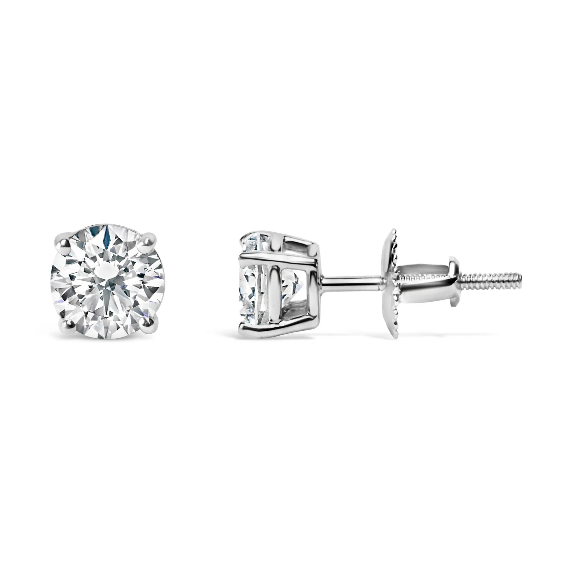 14K white gold lab-grown diamond solitaire stud earrings with round brilliant diamonds on Tampa Home & Garden Store