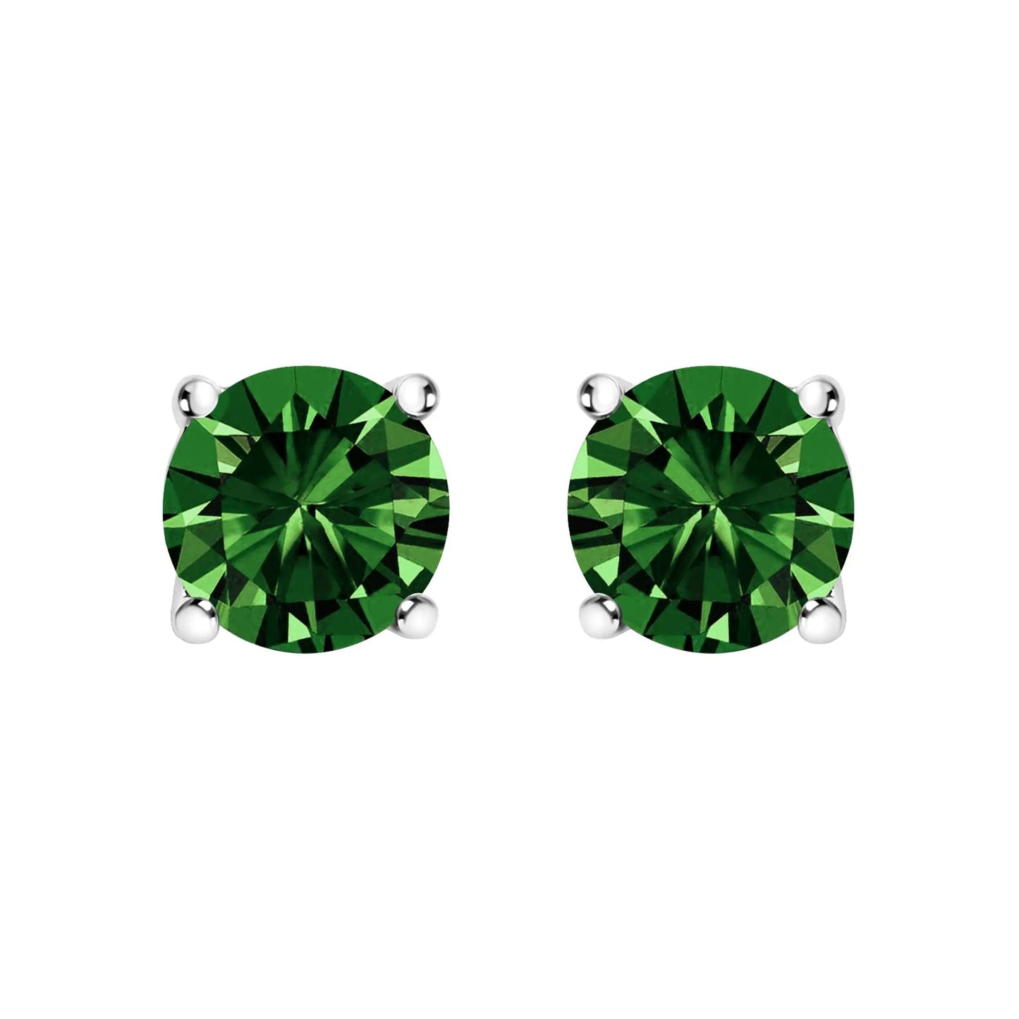 Earrings: 14K white gold green lab-grown diamond solitaire stud earrings in prong settings on Tampa Home & Garden Store